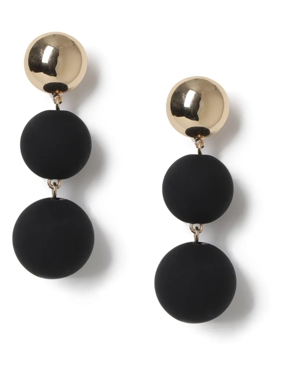 Zwart - Aela Matte Sphere Drop Black Earrings