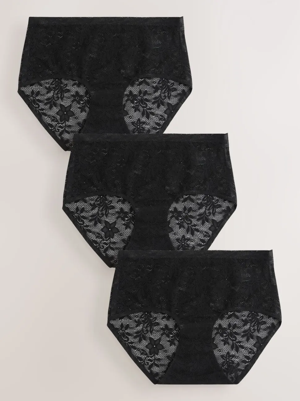 Zwart - All-Over Lace No VPL Knickers 3 Pack