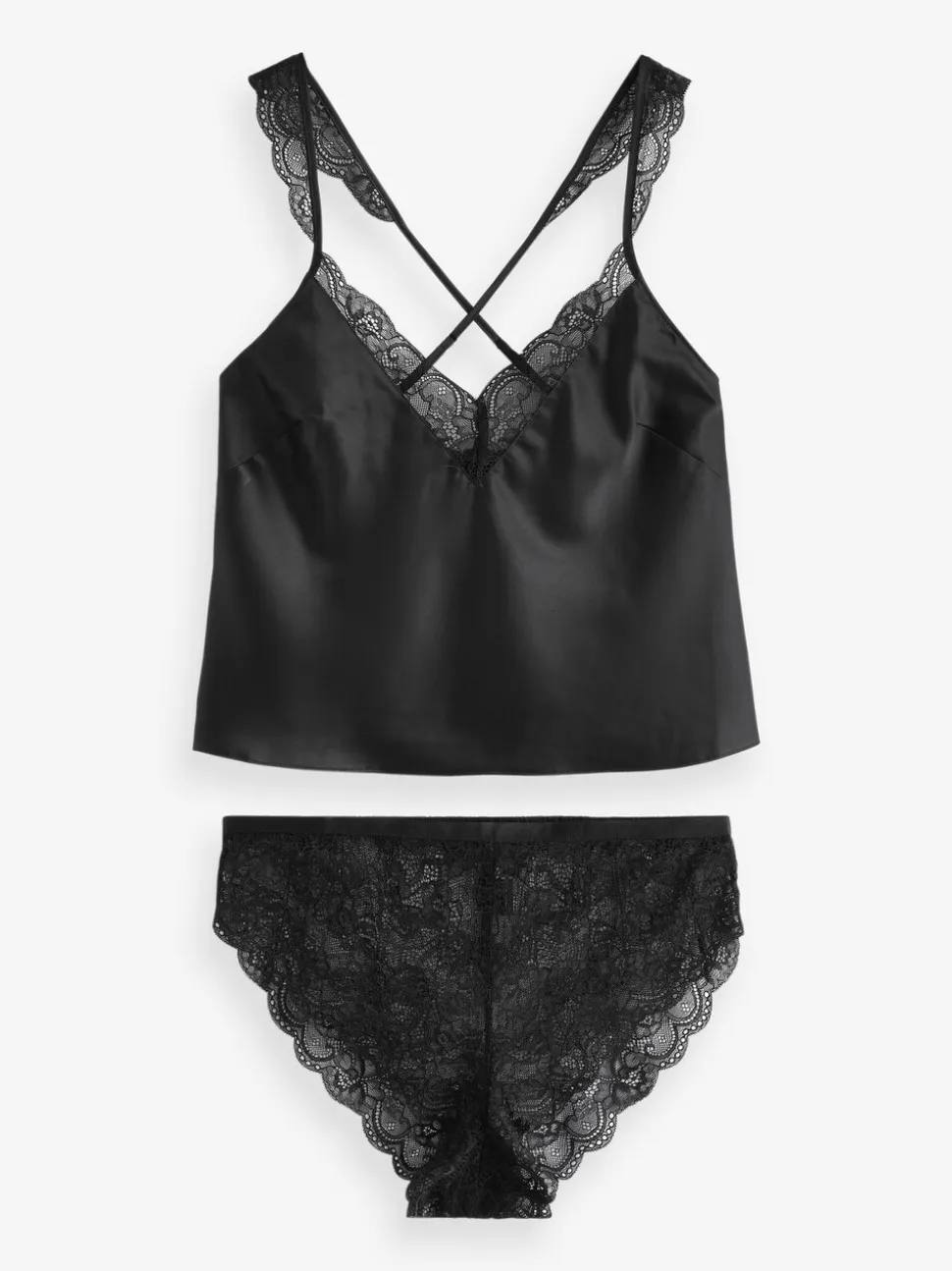 Zwart - Ann Summers Admiring Satin Lace Cami Set