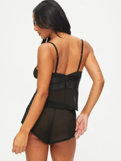 Zwart - Ann Summers Gracious cami-pyjama van kant en mesh