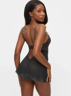Zwart - Ann Summers The Iris babydoll met kant