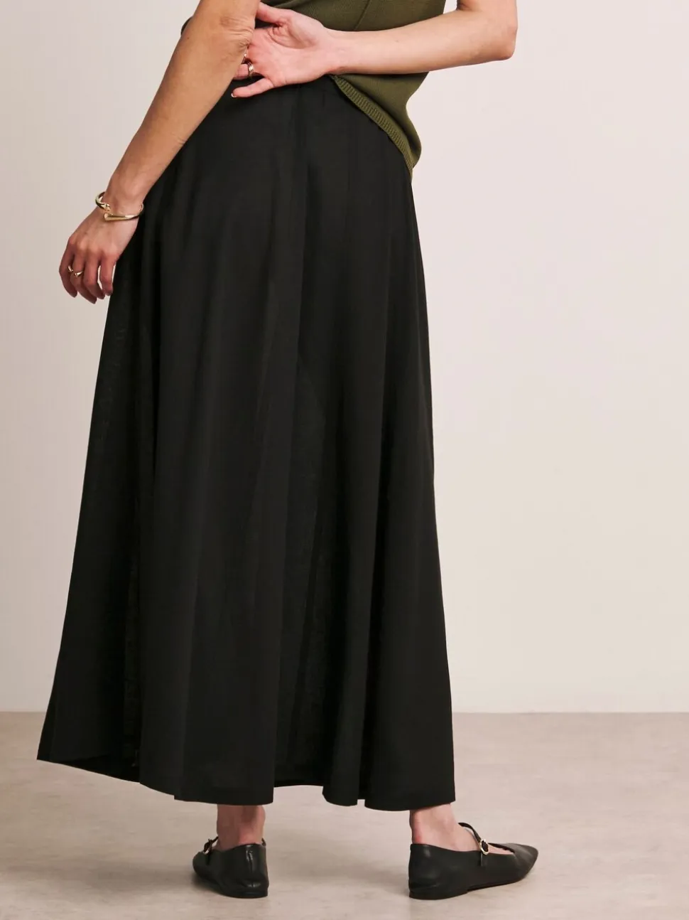 Zwart - Anthology By JD Williams Premium Linen Mix Seam Detail Skirt