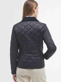 Zwart - Barbour® - Deveron in schuine ruit doorgestikt lichtgewicht jack