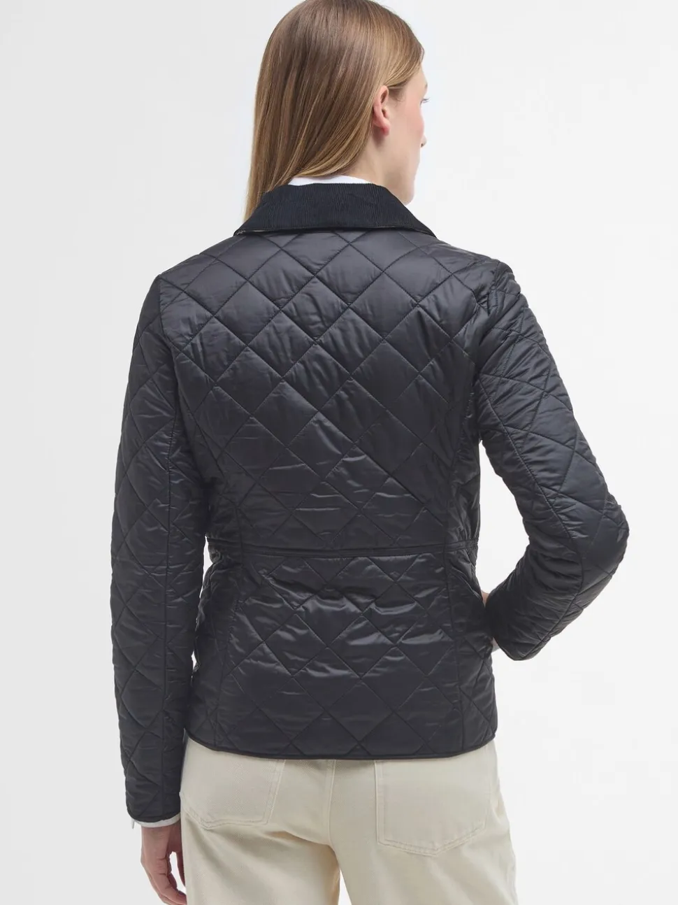 Zwart - Barbour® - Deveron in schuine ruit doorgestikt lichtgewicht jack