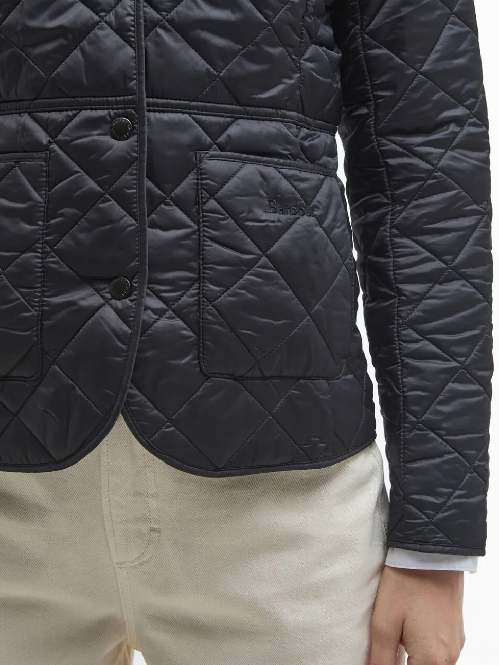 Zwart - Barbour® - Deveron in schuine ruit doorgestikt lichtgewicht jack