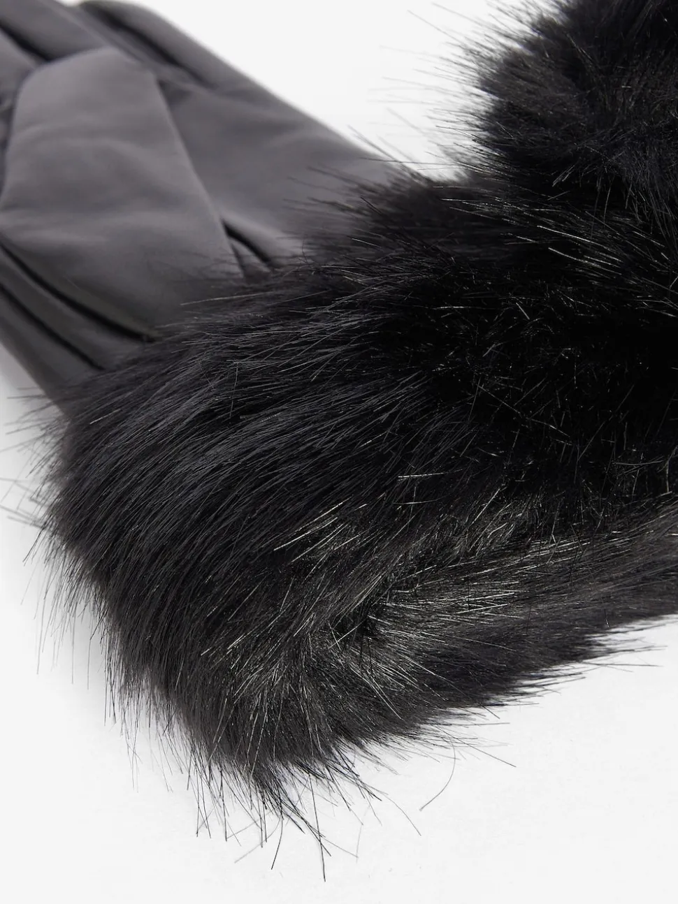 Zwart - Barbour® - Leren handschoenen met imitatiebontrand