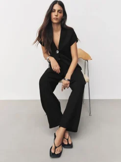 Zwart - Barrel Leg Compact Trousers