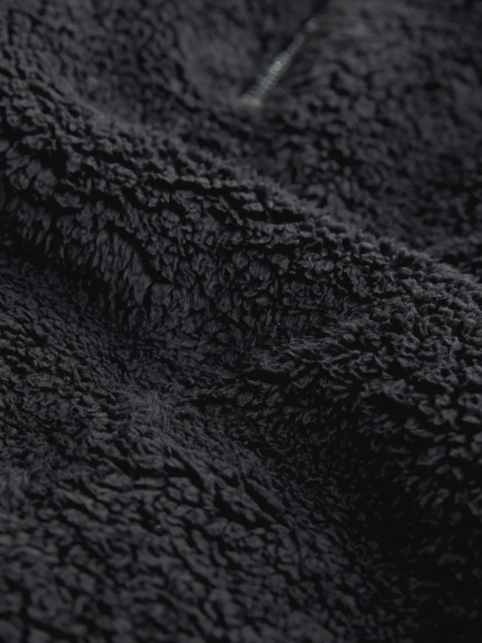 Zwart - Borg fleece met korte rits