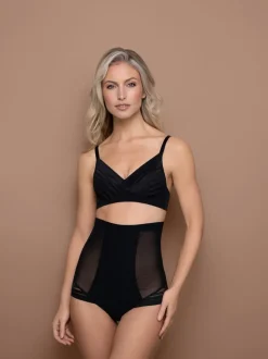 Zwart - Bye Bra Powermesh slip met hoge taille