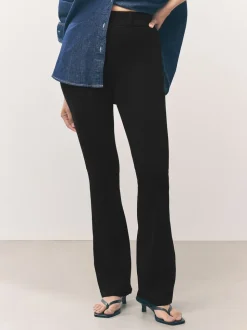 Zwart - Check Jersey Bootcut Leggings