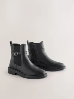 Zwart - Chelsea Boots met gesp