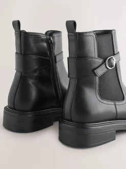 Zwart - Chelsea Boots met gesp