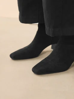 Zwart - Chisel Toe Block Heel Sock Boots