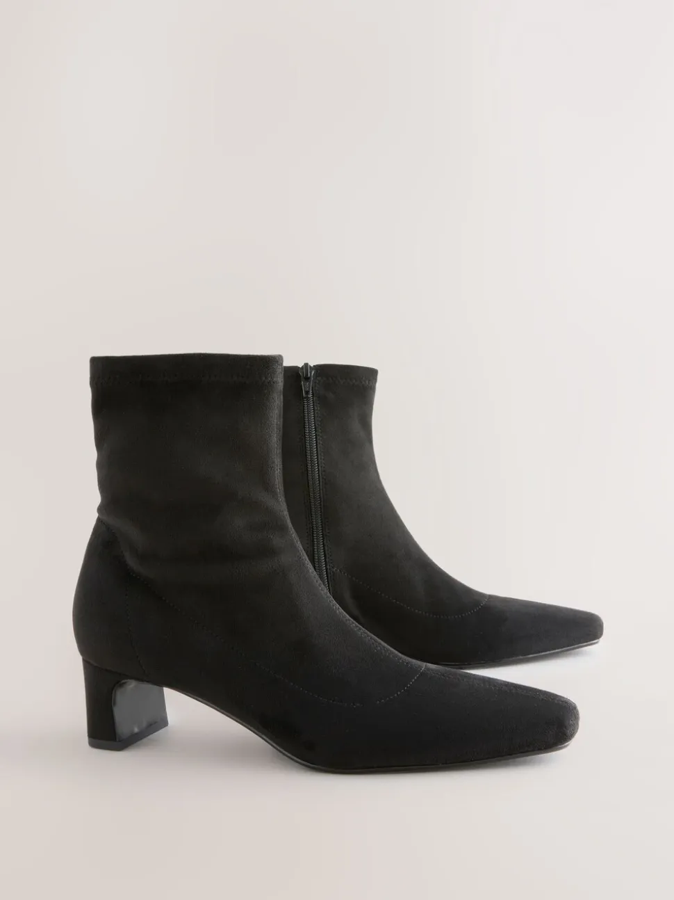 Zwart - Chisel Toe Block Heel Sock Boots