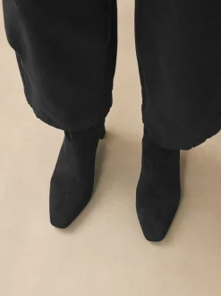 Zwart - Chisel Toe Block Heel Sock Boots