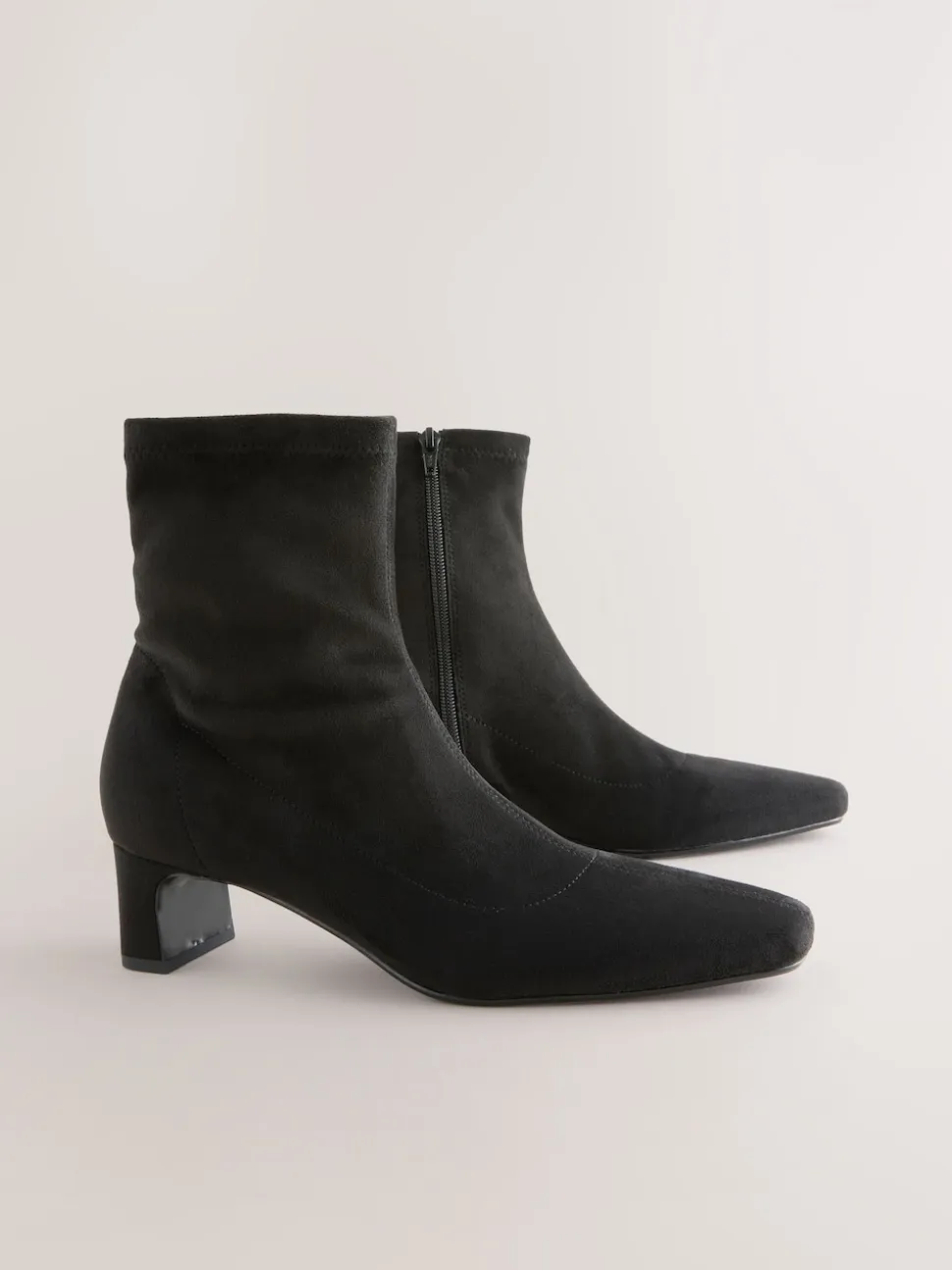 Zwart - Chisel Toe Block Heel Sock Boots