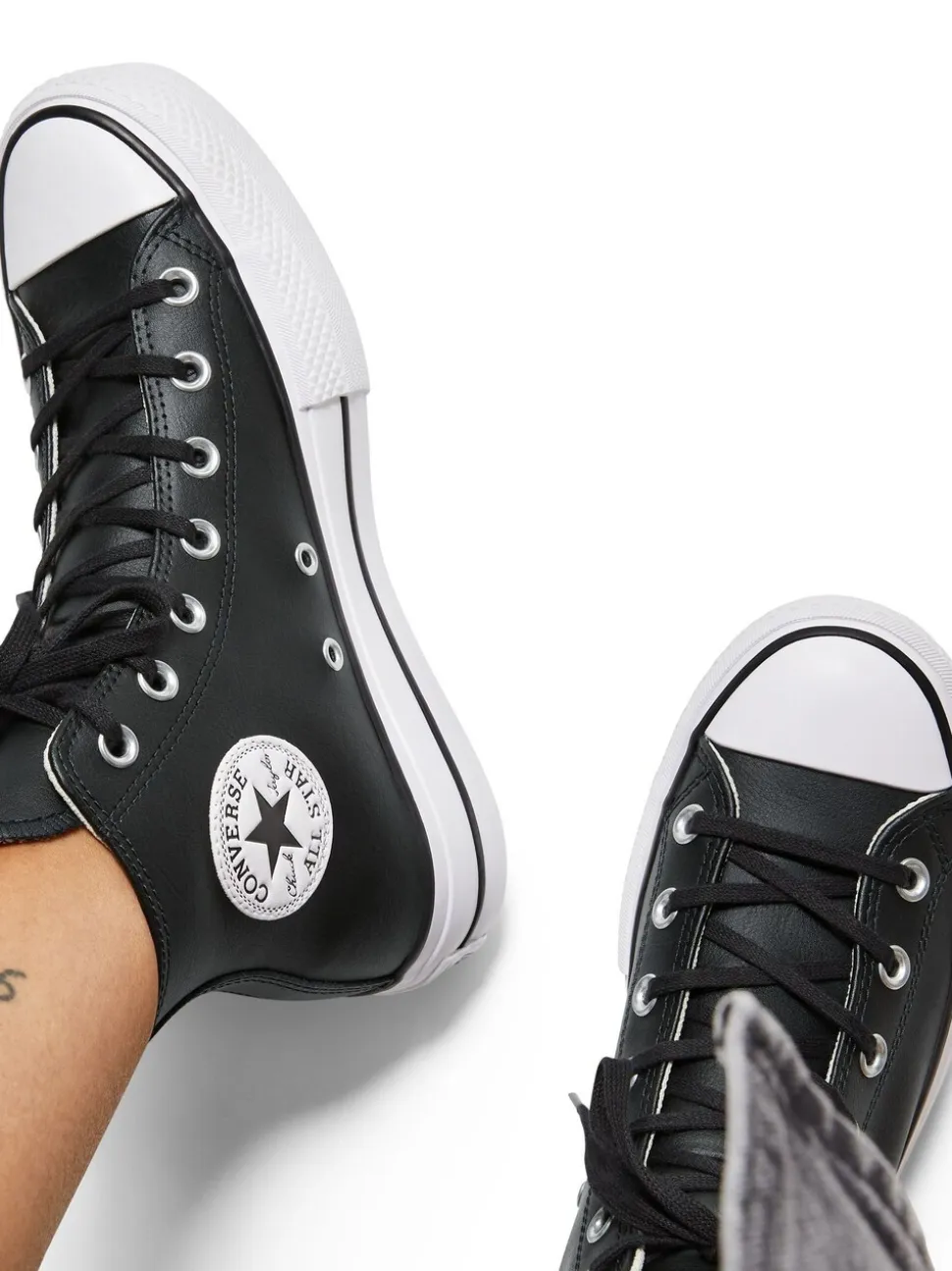 Zwart - Converse - Hoge leren Lift Chuck Taylor sneakers met plateauzool
