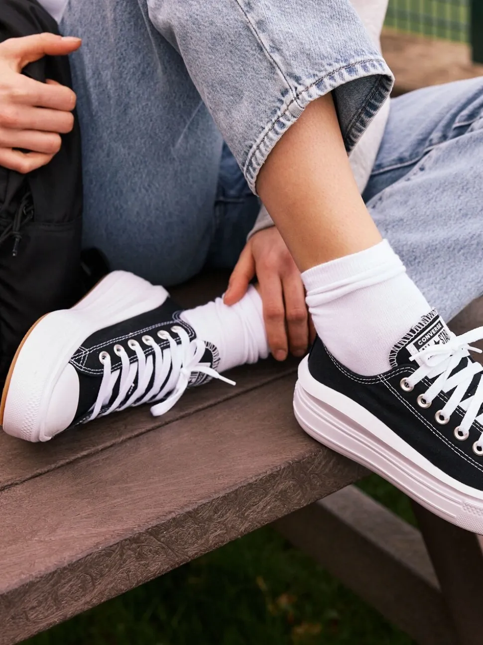 Zwart - Converse All Star Move Chuck Ox sneakers met plateauzool