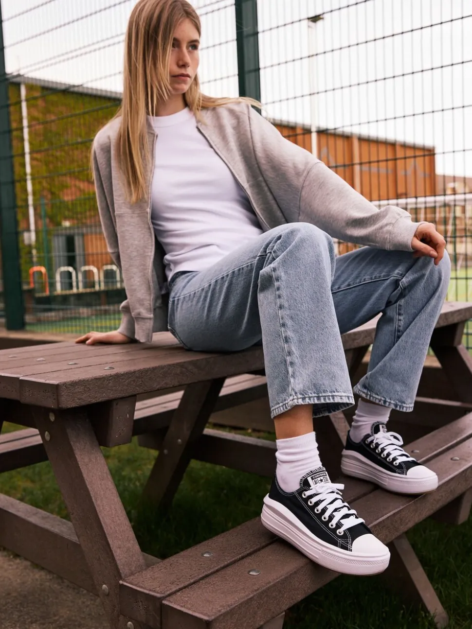 Zwart - Converse All Star Move Chuck Ox sneakers met plateauzool