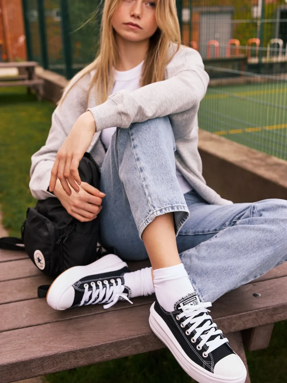 Zwart - Converse All Star Move Chuck Ox sneakers met plateauzool