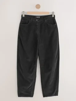 Zwart - Corduroy broeken Barrel jeans