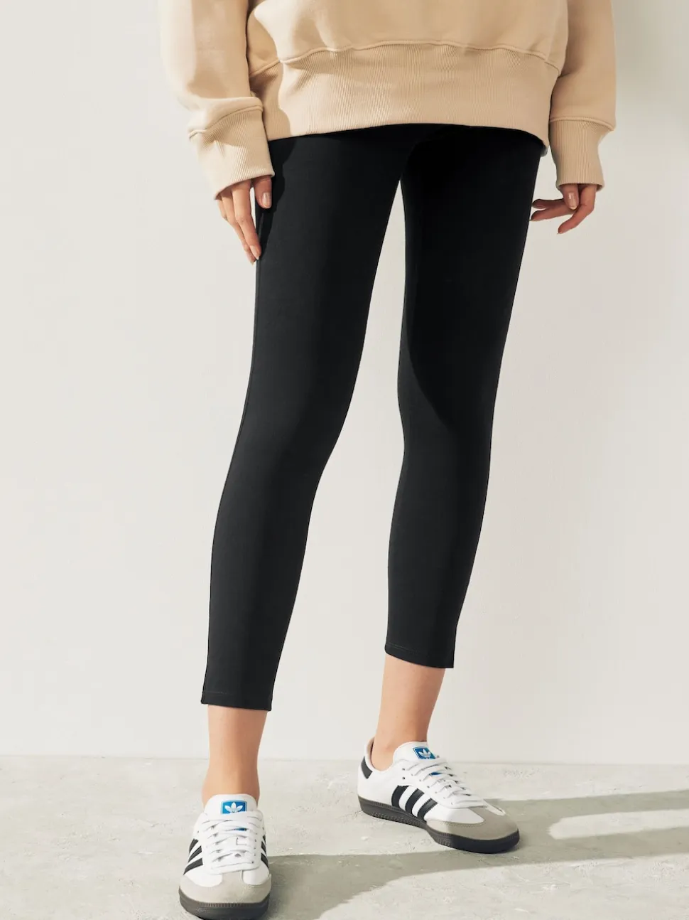 Zwart - Cropped denim jersey legging