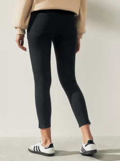 Zwart - Cropped denim jersey legging