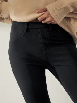 Zwart - Cropped denim jersey legging