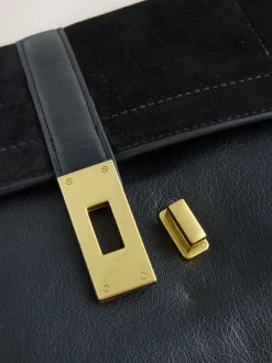 Zwart - Crossbodytas met imitatie krokodillenleer