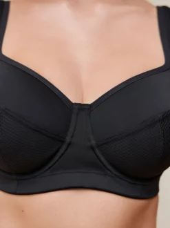 Zwart - DD+ Non Pad Full Cup Dry Tech High Impact Sports Bra