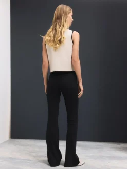 Zwart - Denim jersey legging met uitlopende pijpen
