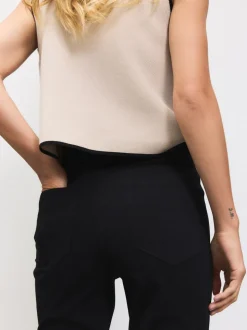 Zwart - Denim jersey legging met uitlopende pijpen