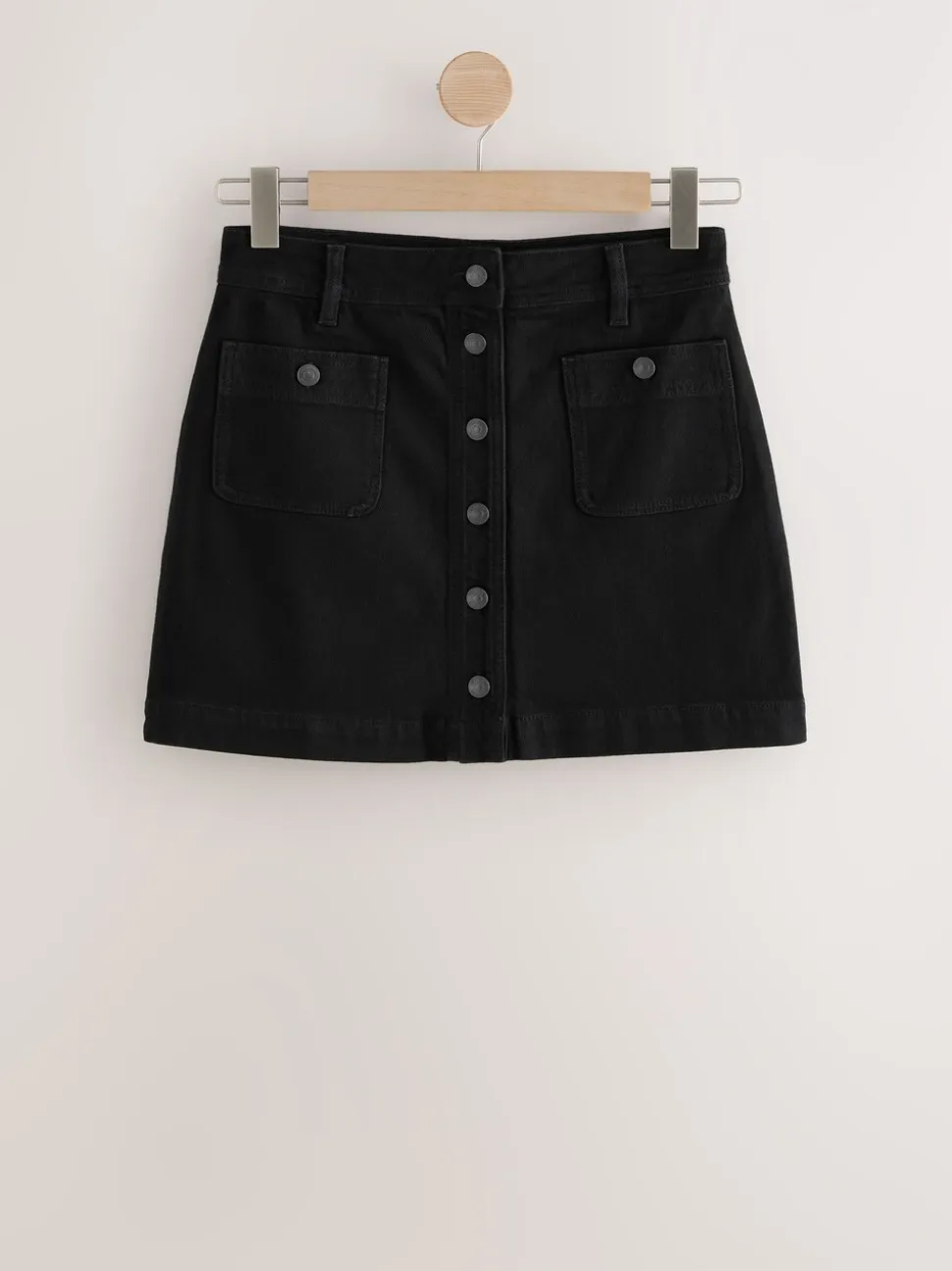 Zwart - Denim Patch Pocket Mini Skirt