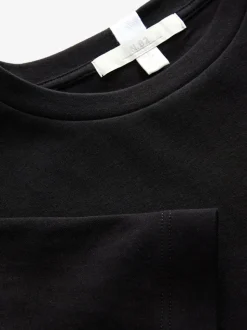 Zwart - Dik T-shirt met ronde hals en korte mouwen