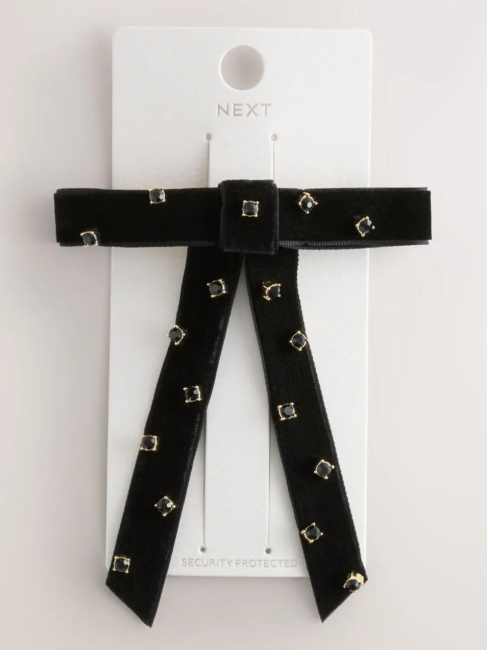 Zwart - Embellished Velvet Bow Hair Barrette