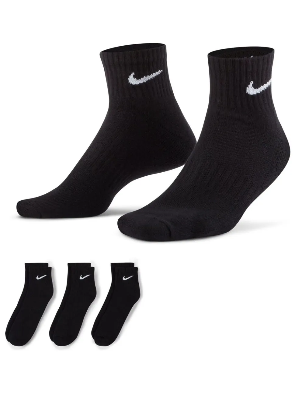 Zwart - Enkel - Nike Everyday set van 3 paar verzachte sokken met boord