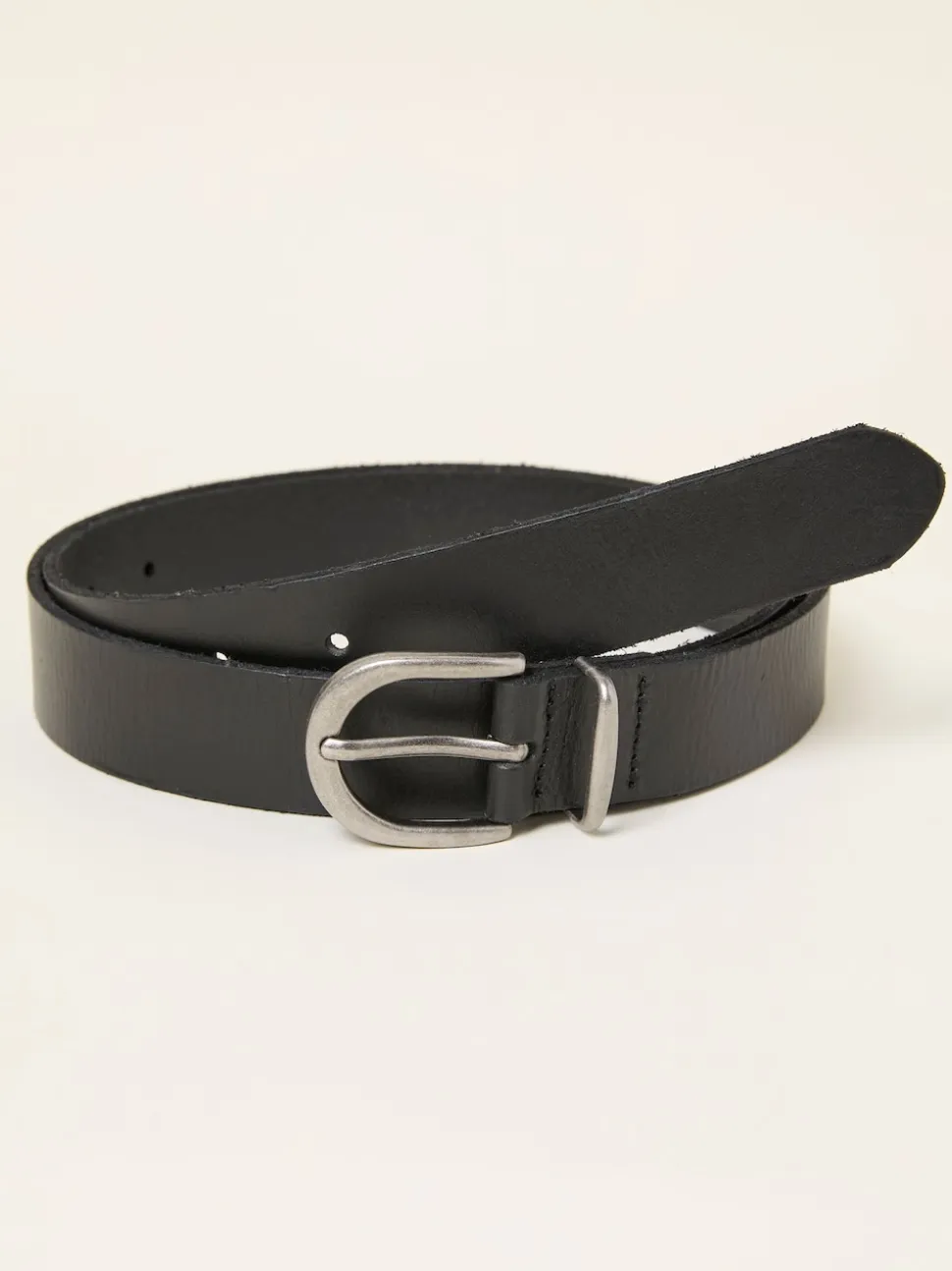 Zwart - FatFace effen leren riem