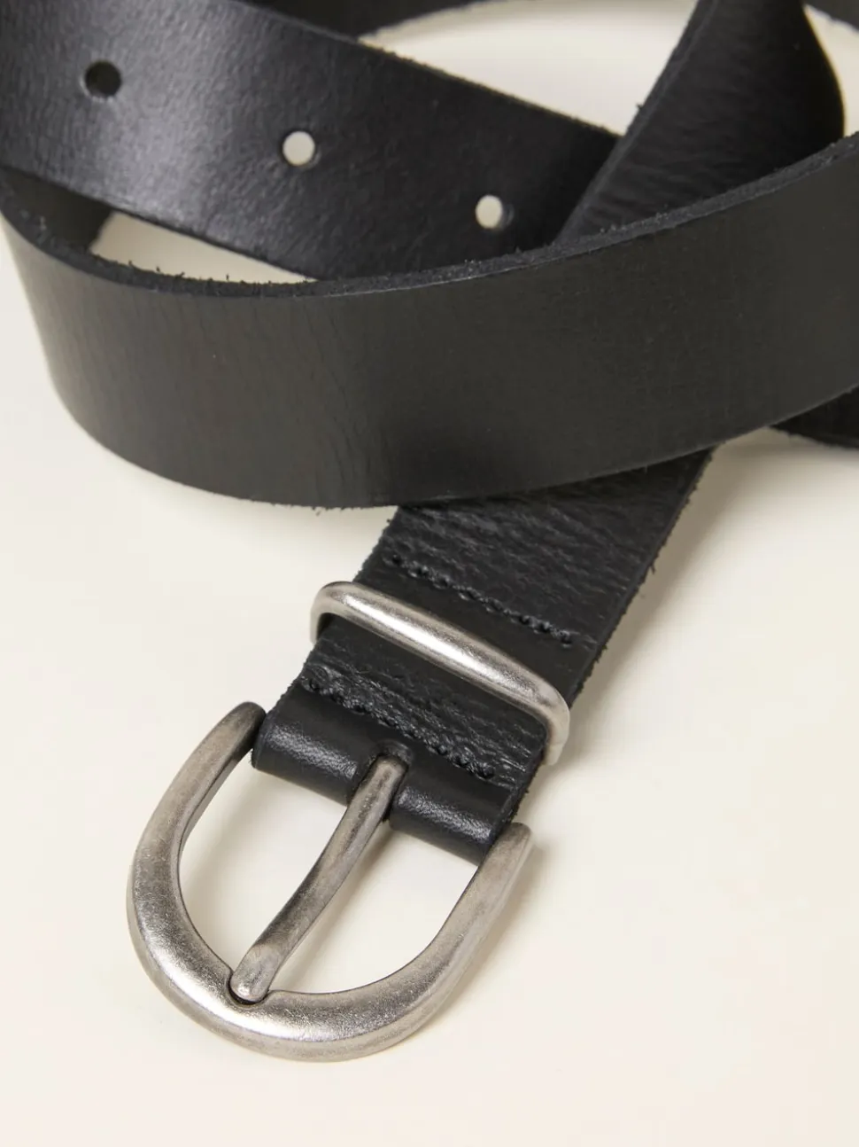 Zwart - FatFace effen leren riem