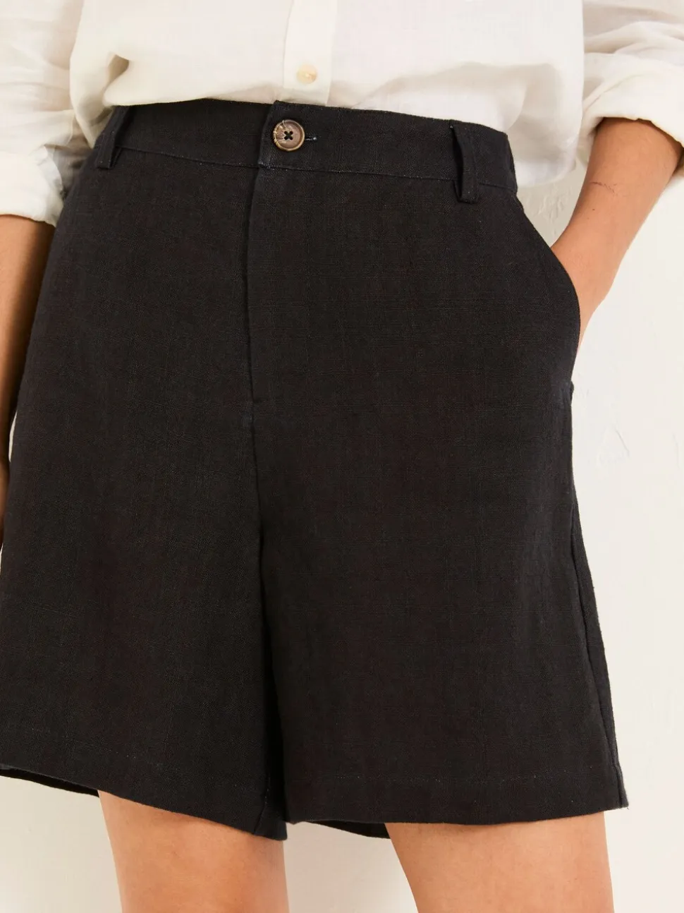 Zwart - FatFace linnen shorts
