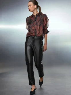 Zwart - Faux Leather Skinny Fit Trousers