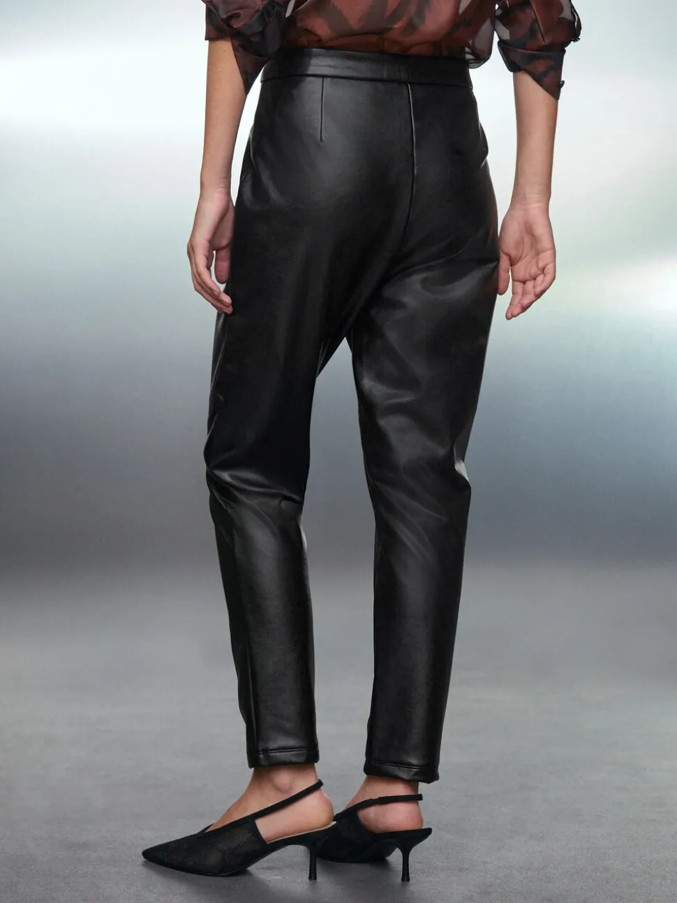 Zwart - Faux Leather Skinny Fit Trousers
