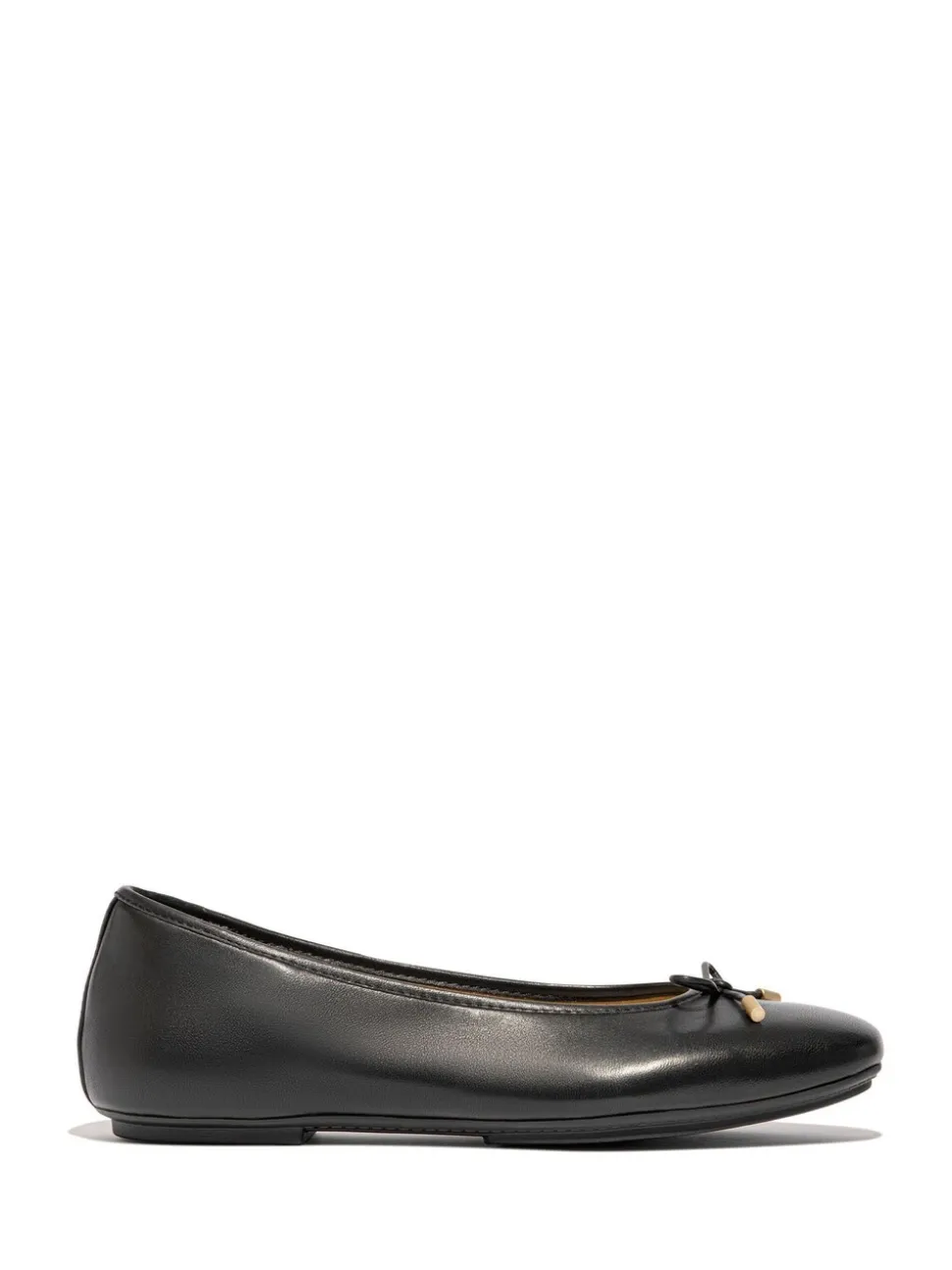 Zwart - FitFlop Delicato Bow Soft Leather Ballet Flats