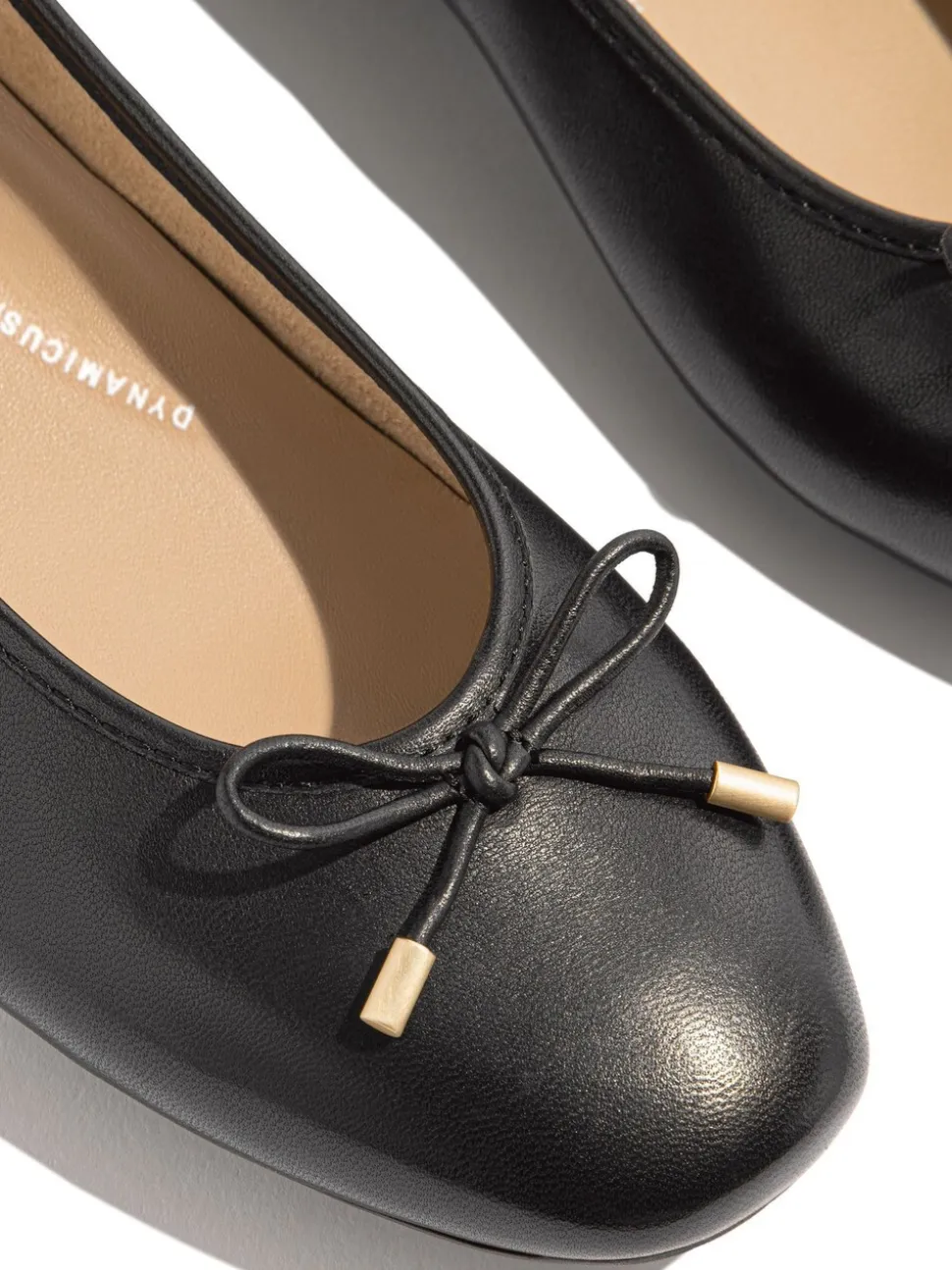 Zwart - FitFlop Delicato Bow Soft Leather Ballet Flats