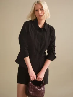 Zwart - Fitted Stretch Essential Long Sleeve Shirt