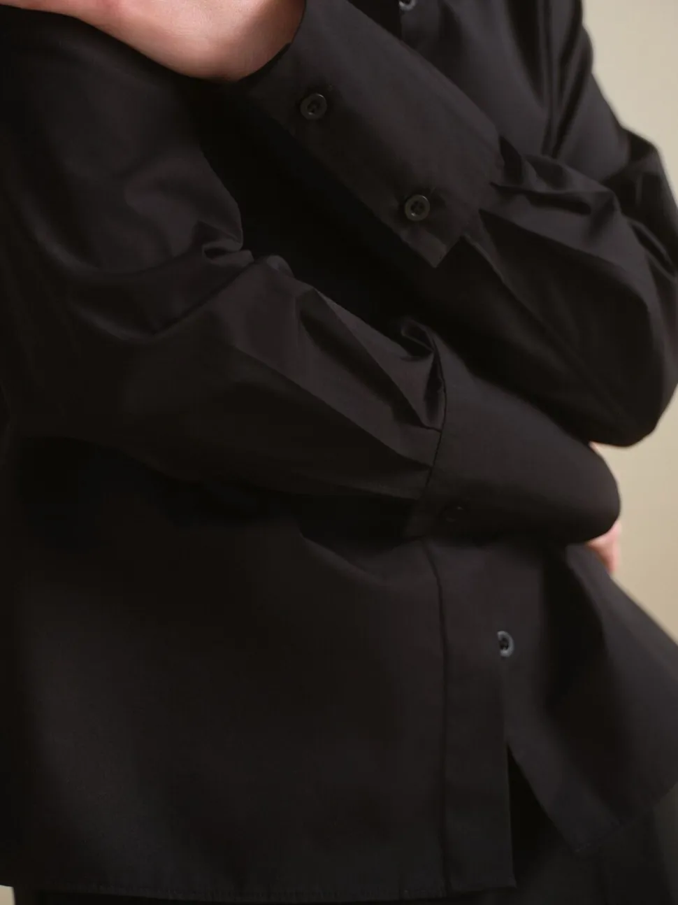 Zwart - Fitted Stretch Essential Long Sleeve Shirt