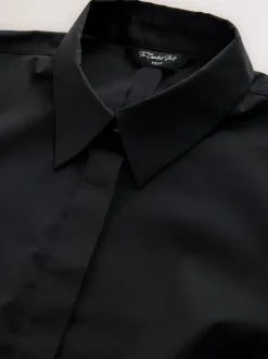 Zwart - Fitted Stretch Essential Long Sleeve Shirt