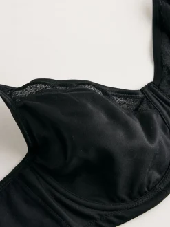 Zwart - F-K katoenen minimiser beha met gewatteerde bandjes voor ultieme ondersteuning