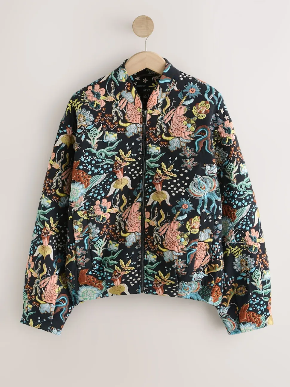 Zwart - Floral Jacquard Bomber Jacket