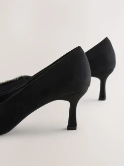 Zwart - Forever Comfort - Spitse hakken met siersteentjes