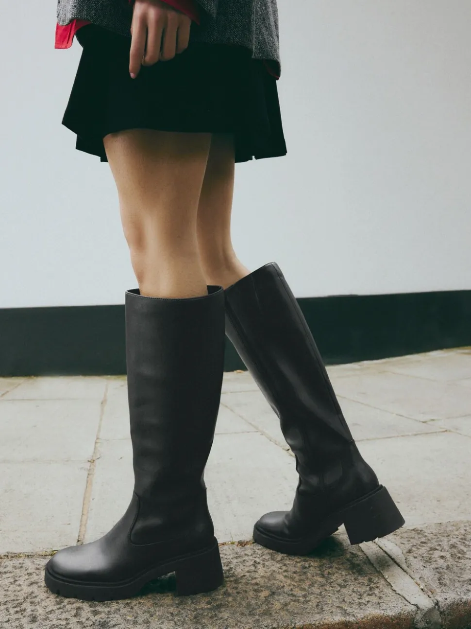 Zwart - Forever Comfort® Chunky Heeled Round Toe Knee High Boots